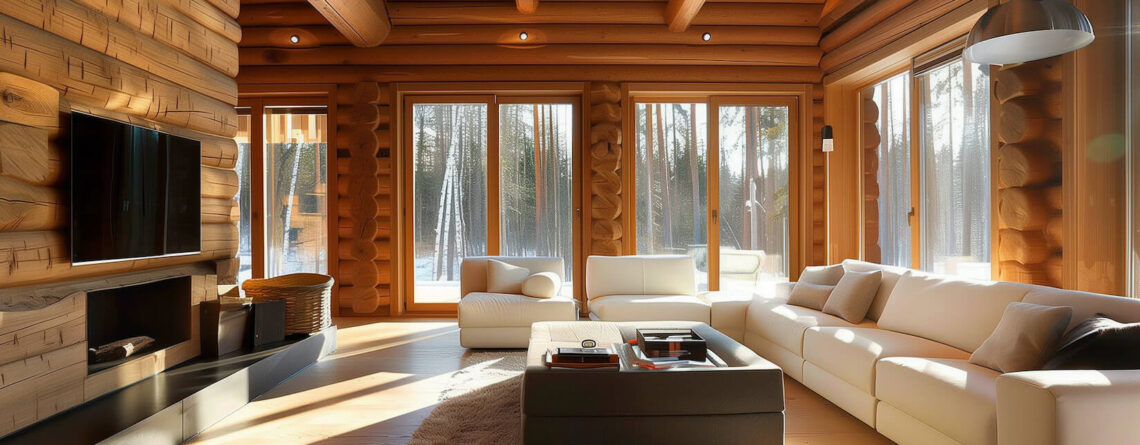 modern log cabin home